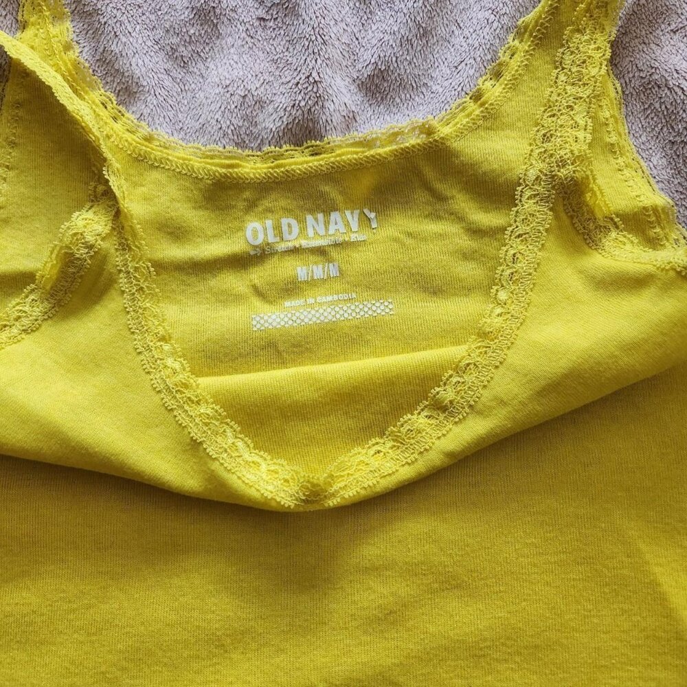 Vintage Old Navy lace yellow tank top women Sz M festivals trending color - Picture 6 of 8